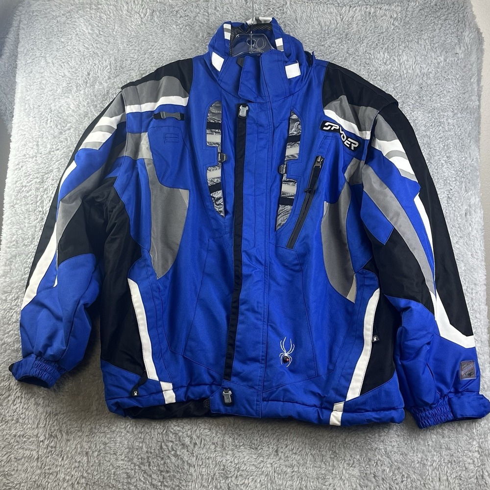 Spyder Dermizax EV Ski Jacket Mens Large Blue Black X-Static Insulated Coat